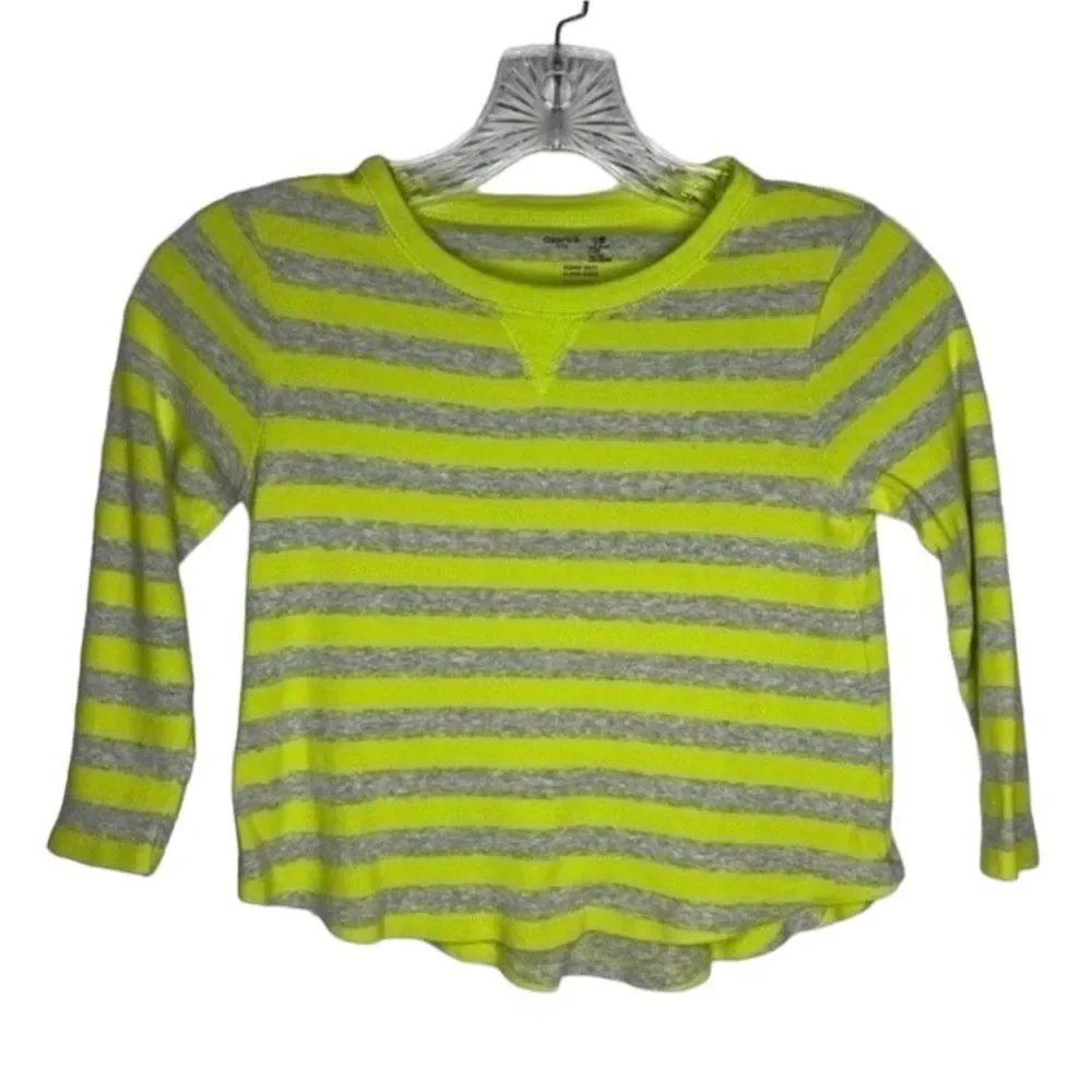 5/$25 Gap Kids Green Gray Stripes Long Sleeve Ultra Soft Modal Cotton Top XS 4/5